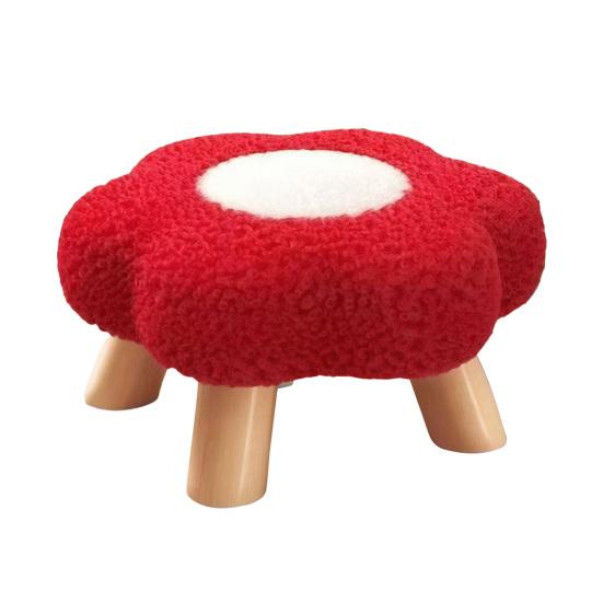 Цветочный табурет с деревянными ножками, подушка из облачного бархата, подставка для ног, табурет для гостиной, спальни, дивана, софы, под стол, мягкое сиденье, туалетный табурет