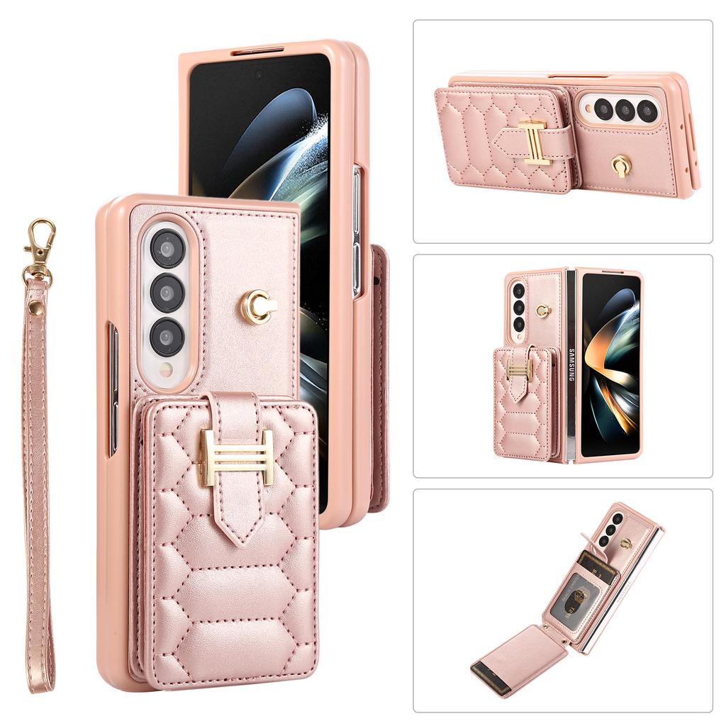 Чехол-кошелек на ремешке через плечо для Samsung Galaxy Z Fold 7 6 5 4 3 Fold7 Fold6, обложка-книжка с ремешком на запястье, кожаный держатель для карт