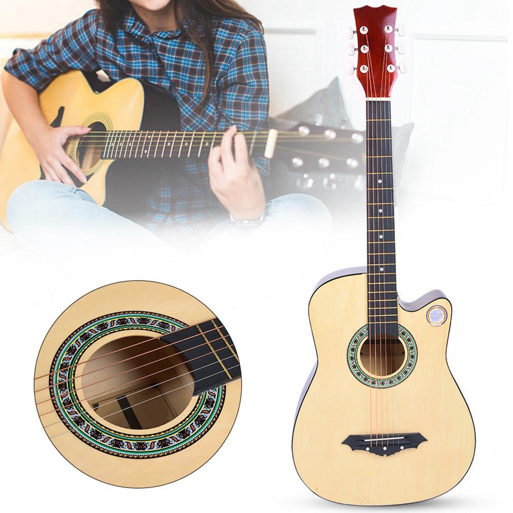 38in Acoustic Guitar Musical Instrument Set with Tuner Capo for Beginner
