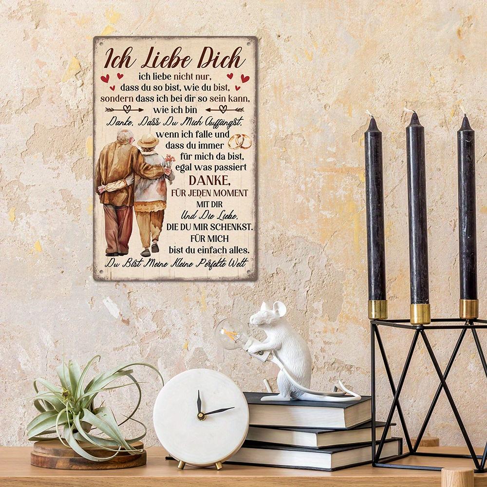 1 шт. Irom Decor Металлическая жестяная табличка Немецкий "Я люблю тебя" Стихотворение о любви, Винтажный декор для стен, Украшение для дома, фермерского дома, гостиной