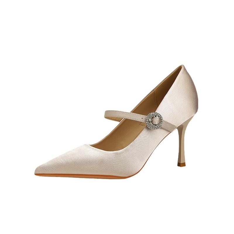 New Temperament Pointed Women's High Heels Shallow Mouth Sexy Single Shoes High Sense Wedding Shoes Women