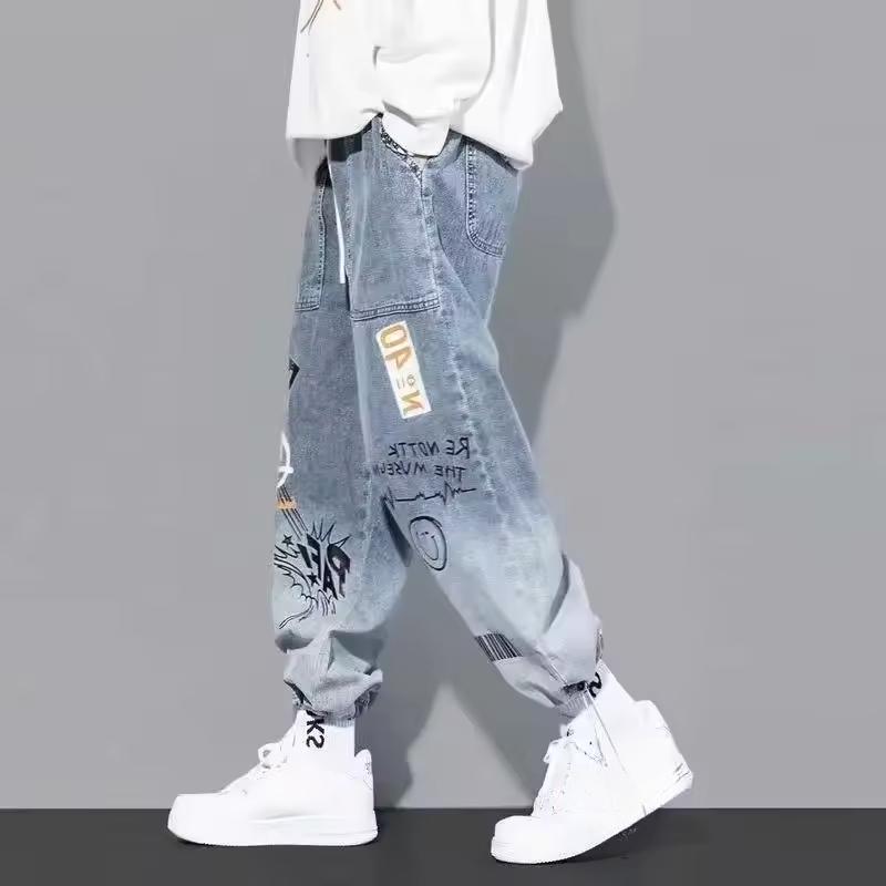 Trendy Loose-fit Men's Jeans Summer Thin Style Korean Version Casual Long Pants Hip Hop Fashion Versatile