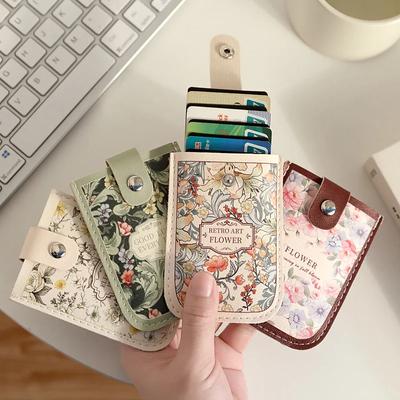 Классические цветочные сумки для карт для женщин, красочный материал PU, удобный держатель для карт, сумка для хранения удостоверений личности банковских карт