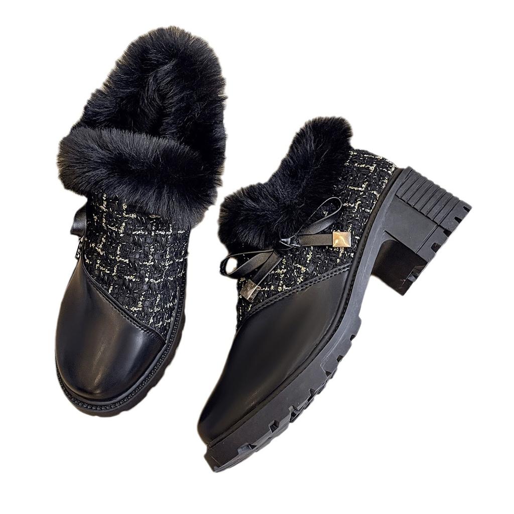 Женские зимние зимние ботинки на подкладке из искусственного меха, уличные ботильоны из искусственной кожи на нескользящей толстой подошве, теплые повседневные короткие ботинки с флисовой подкладкой для женщин