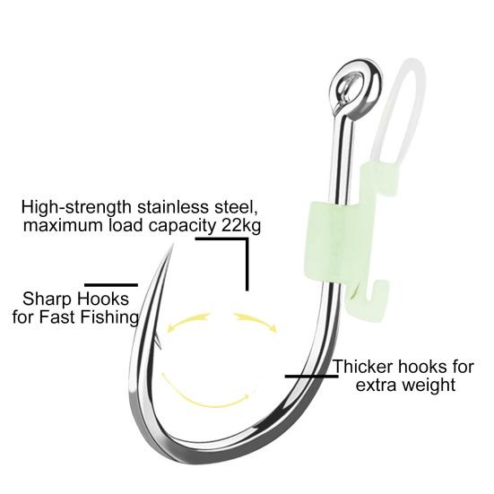 3/10/20/30Pcs Luminous Live Shrimp Fixing Hook Heavy Duty Metal Barbed Fishhook Freshwater Saltwater Catfish Bass Fishing Hook Fishing Accessories
