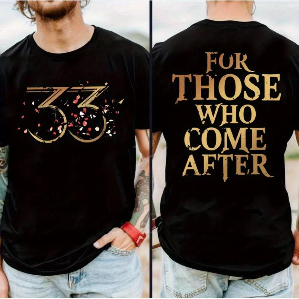 Лимитированная серия Claire Obscur Expedition 33 Игровая футболка Черная с золотым принтом номера 33 Унисекс Уличная одежда винтажная футболка