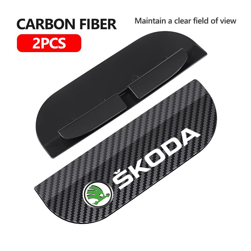 Detachable Car Rearview Mirror Rain Eyebrow Carbon Fiber Sun Visor For Skoda Fabia 1 2 Octavia a7 RS Superb Rapid Yeti Karoq VE6