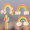 4pcs/set Star Rainbow Cloud Mini Colorful Fairy Garden Terrarium Figurine Decor Set