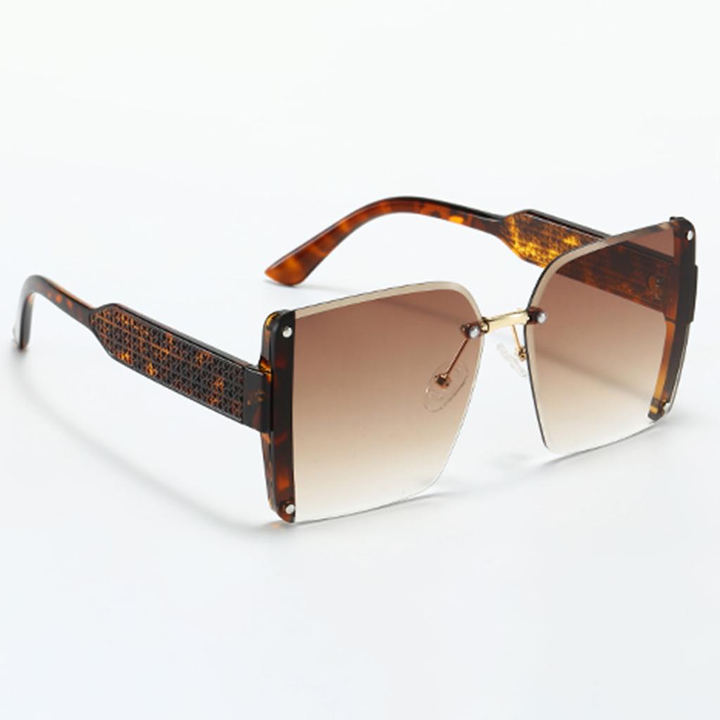 Modern Fashion Orange Grey Gradient Square Sunglasses With Orange Metal Strip Decoration Sunglasses Women Glasses Women