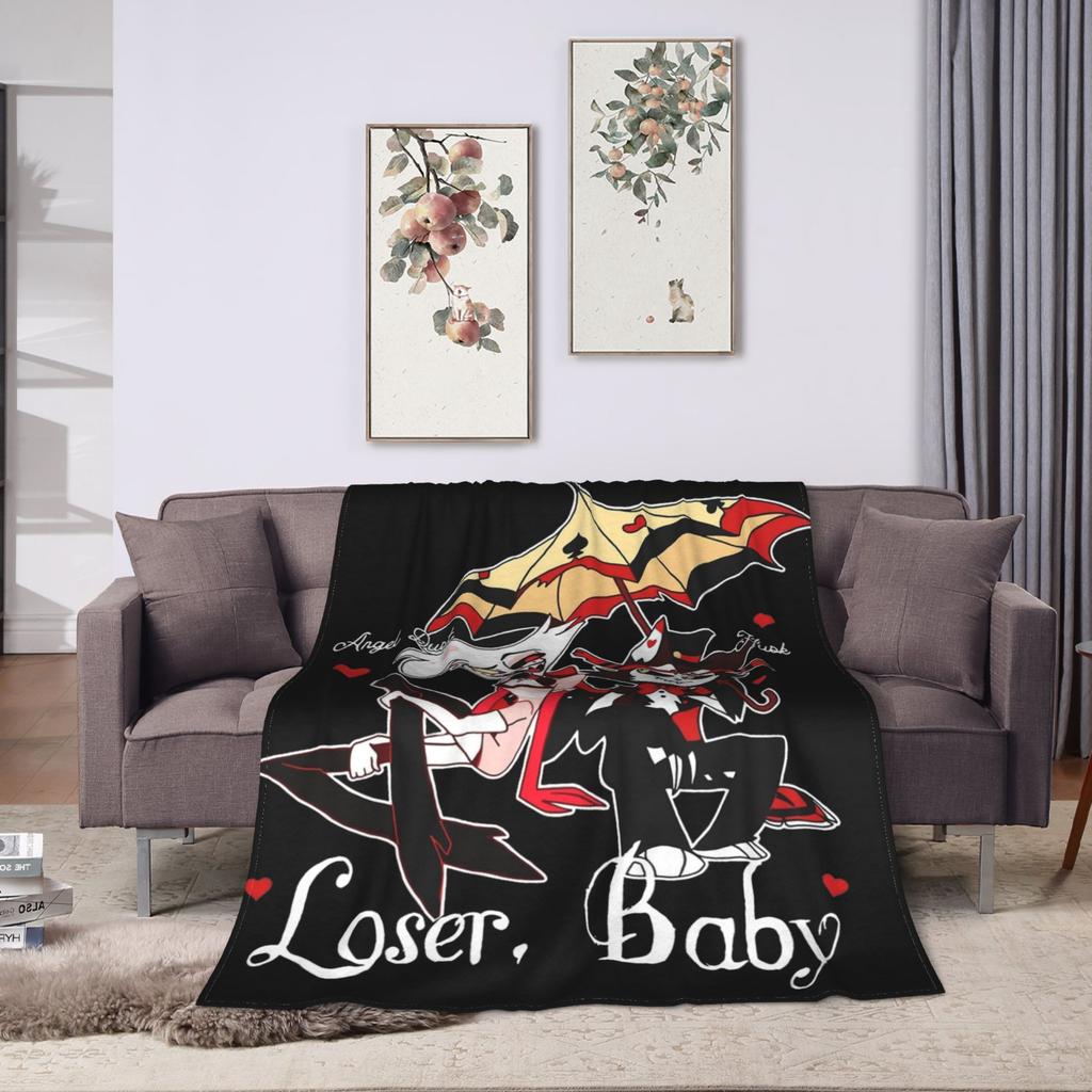 Hazbins Hotels Alastor and Lucifer Blanket Coral Fleece Plush Summer Demon Super Warm Throw Blankets for Sofa Car Rug Piece