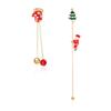 Asymmetrical Christmas Tree & Climbing Santa Earrings with Colorful Inlaid Diamonds for Women