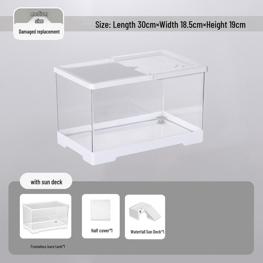 Компактный террариум для черепахи с платформой для обогрева - Элегантная настольная среда обитания с крышкой для экологичной гостиной