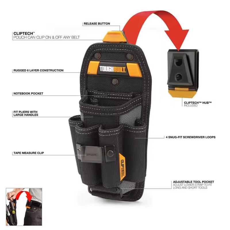 TOUGHBUILT TB-CT-36-L6 Сумка-чехол для техника с 6 карманами, большая сумка для упаковки инструментов, портативная сумка для аксессуаров к электроинструментам