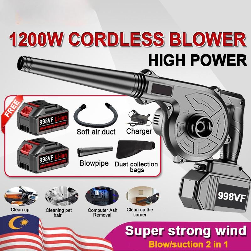 1200W Electric Air Blower Cordless Battery Vacuum Blower Vacuum Cleaner Kuat Angin Sapu Daun Kering Jalan Mesin