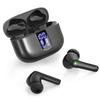 Беспроводные Bluetooth LED Наушники с индикатором уровня заряда батареи, зарядным кейсом, сенсорным микрофоном, 5.4, Индикатор, В комплекте, Элементы управления, Встроенный (черный)