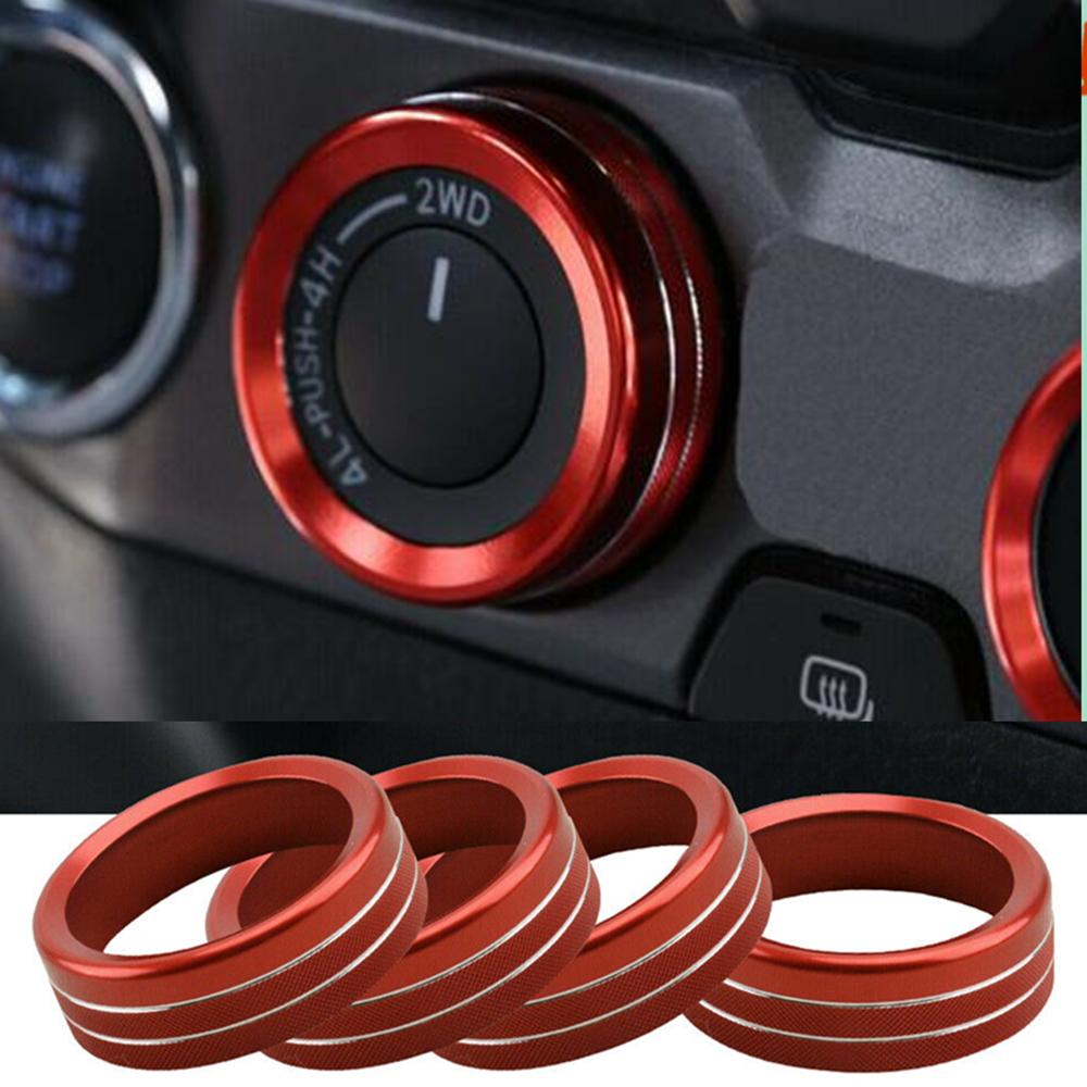 4Pcs For 2016-2020 Toyota Tacoma Red Car Ac Climate Control Ring Knob Trim Cover