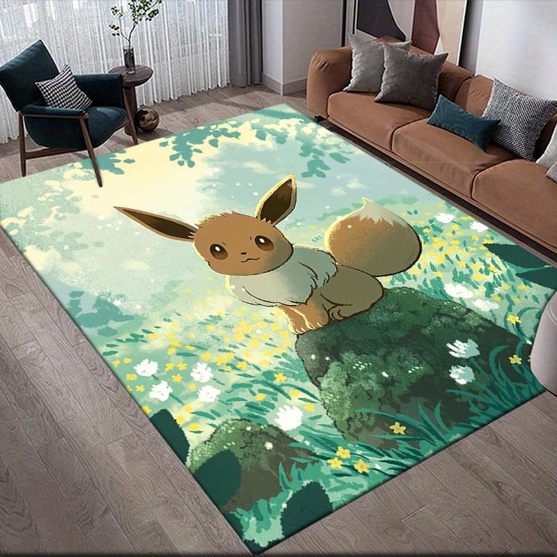 Pokémon Eevee Anti-Slip Floor Mat, Rectangular Carpet for Bedroom, Living Room & Game Area, Ideal Home Decor