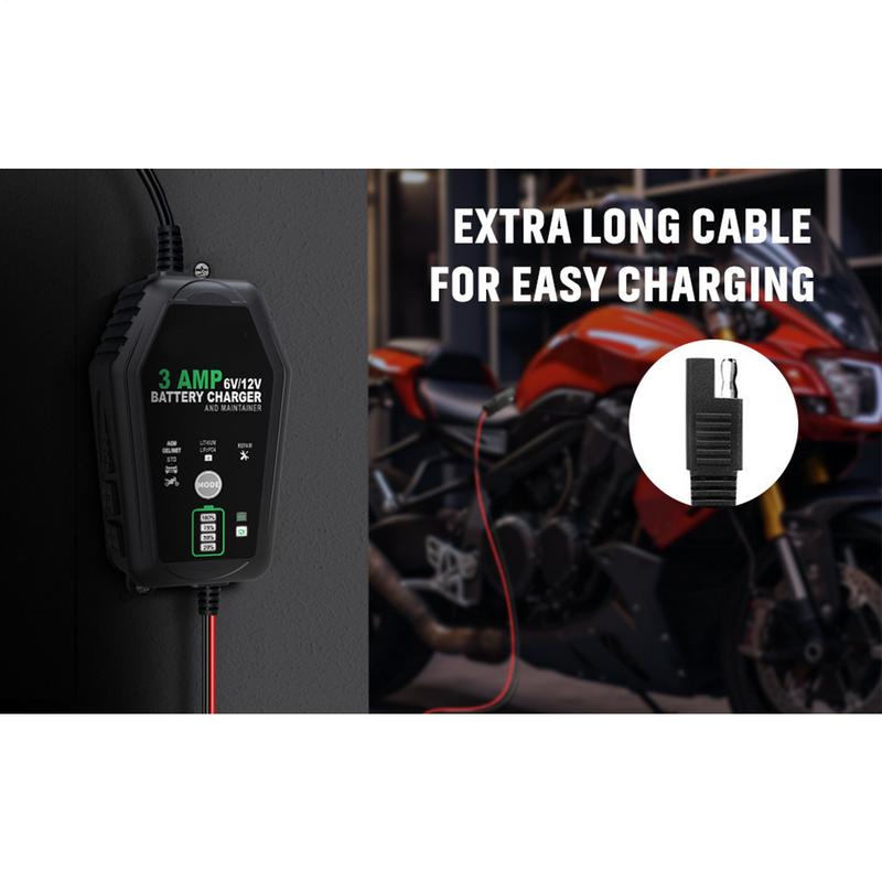 Поддержание автомобильного аккумулятора Автомобильный и мотоциклетный 3A Зарядное устройство для аккумулятора Автомобильное зарядное устройство-поддержатель для безопасности вождения Для