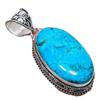 Tibetan Turquoise Gemstone Handmade 925 Sterling Silver Jewelry Pendant 2.17" AH-800