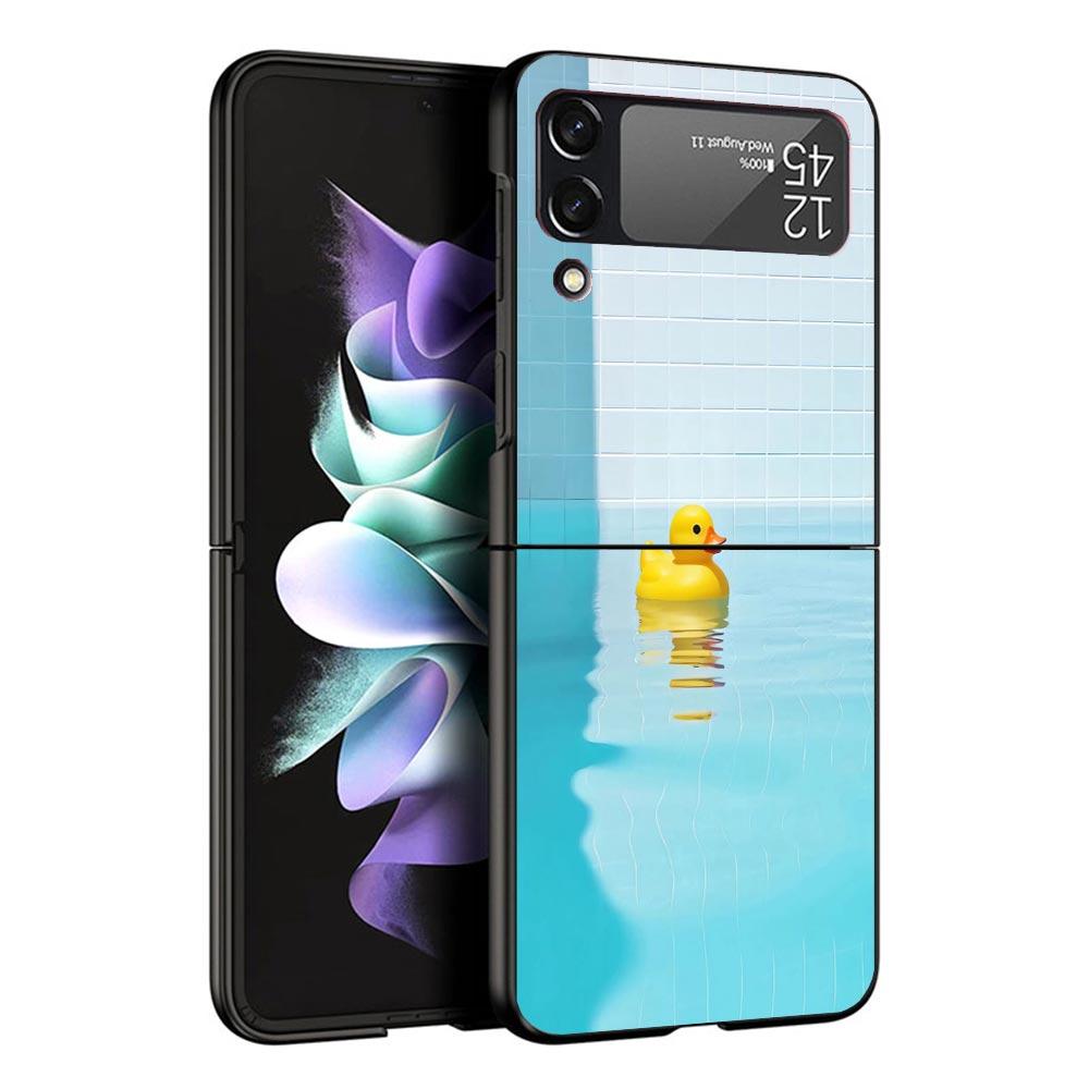 Rubber Ducks Swimming Pool Black Phone Case For Samsung ZFlip7 ZFlip6 ZFlip5 ZFlip4 ZFlip3 5G Hard Protective Galaxy Z Flip 3 4