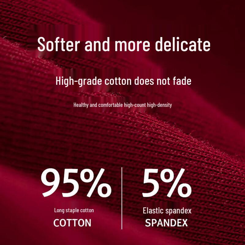 Мужские хлопковые боксеры-брифы FitonTon цвета счастливого красного