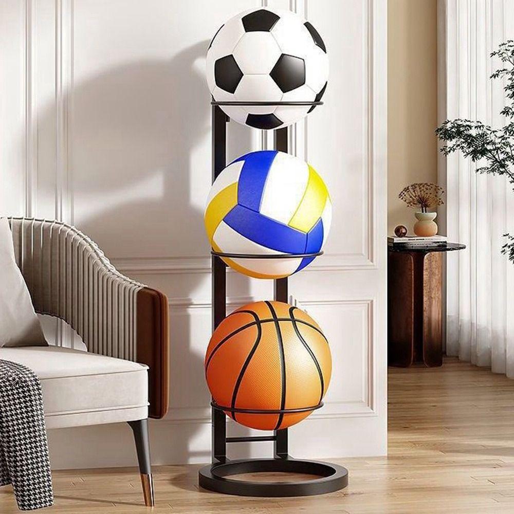 Black Ball Storage Basket Carbon Steel Football Display Rack Practical Ball Placed Rack Indoor