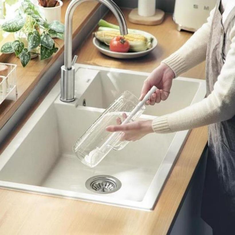 Гибкая силиконовая щетка для бутылок с длинной ручкой, многофункциональная щетка для чистки бутылок для воды для кухни и дома