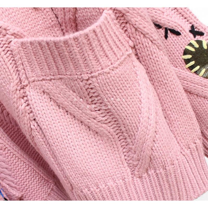 Женский свитер осень-зима с вышивкой, V-образным вырезом, длинным рукавом, буквенным узором, карманом, свободная трикотажная куртка, теплый кардиган