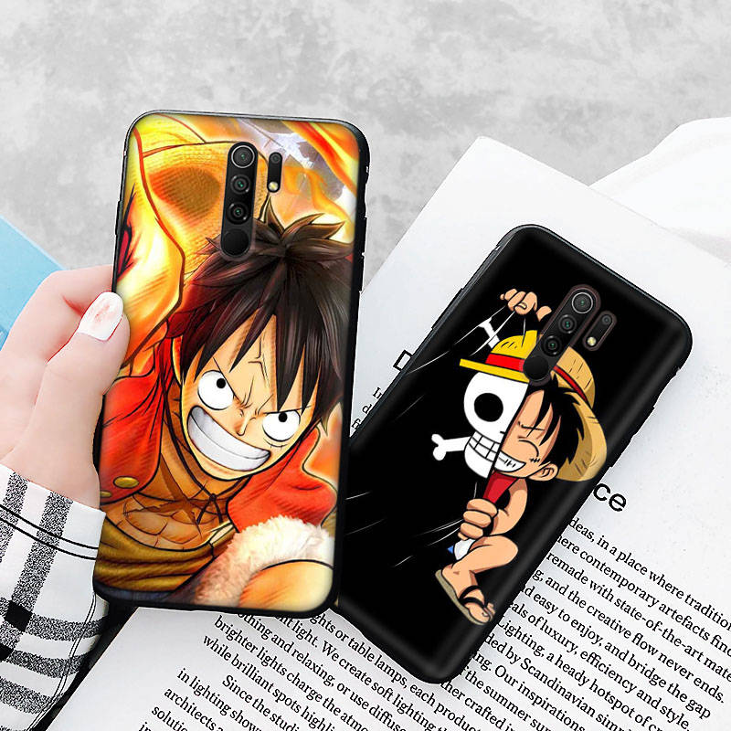 Черный чехол для Xiaomi Redmi 13C Note 9 iPhone XR 7 8 14 15 11 12 13 X XS Pro Max Samsung A25 S23 S24 FE Ultra Plus One Piece Luffy