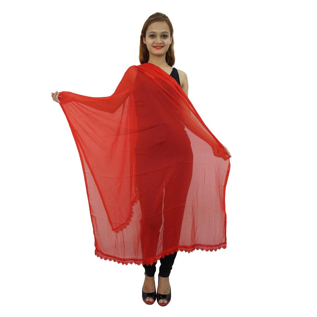 Stole Indian Long Chunni Women Wrap Chiffon Blend Dupatta Tassel Scarf