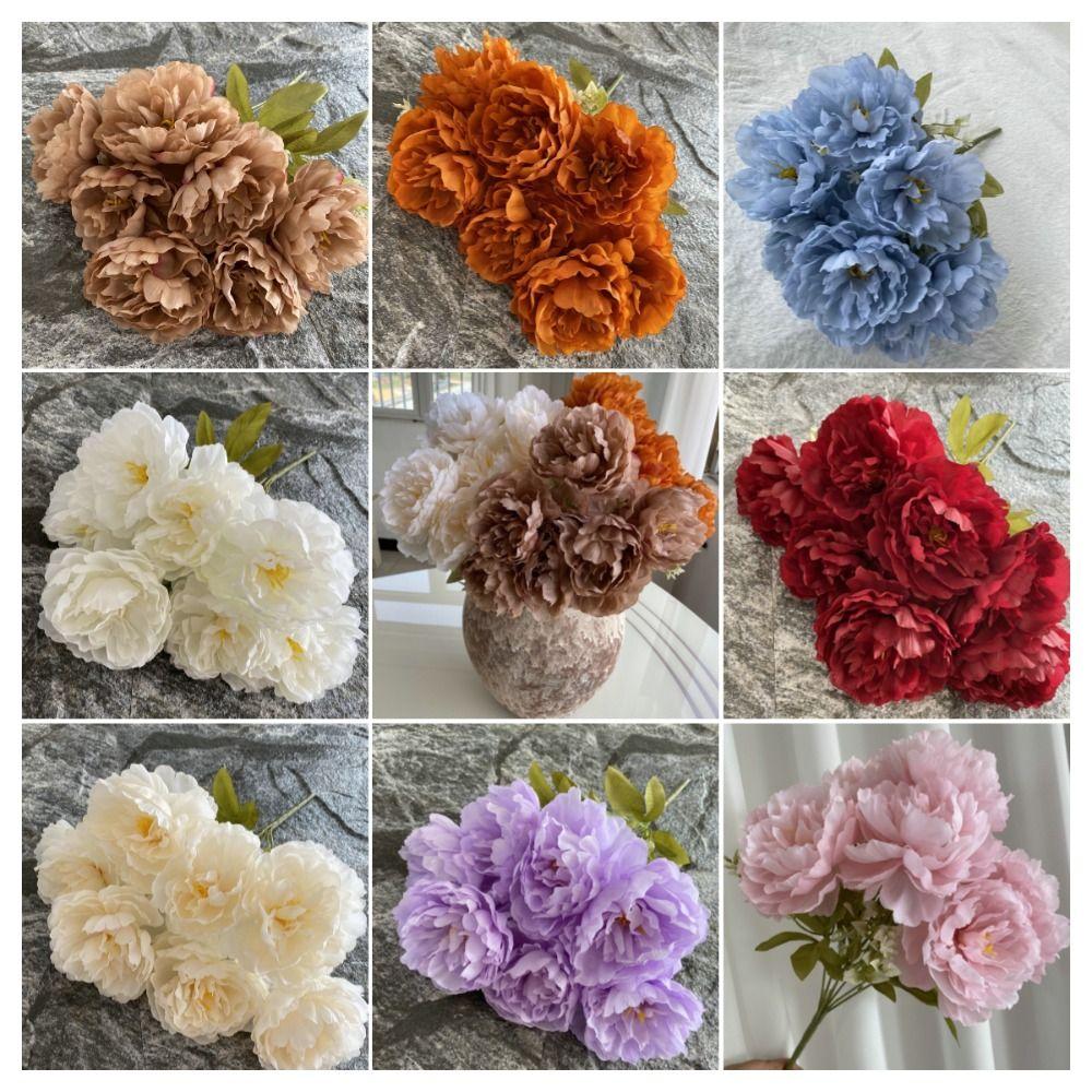 7 Heads Peony Silk Flowers Table Decor Fake Flower New Artificial Flowers Wedding Decoration