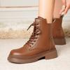 Модные ботильоны AIYUQI женские 2025 новые из натуральной кожи в стиле ретро на платформе женские ботинки для верховой езды из натуральной шерсти женские ботильоны