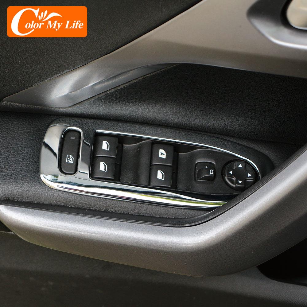 Color My Life ABS автомобиля Windows Панель управления Защитная крышка для Peugeot 2008 2014 2015 2016 2017 2018 оконный подъемник