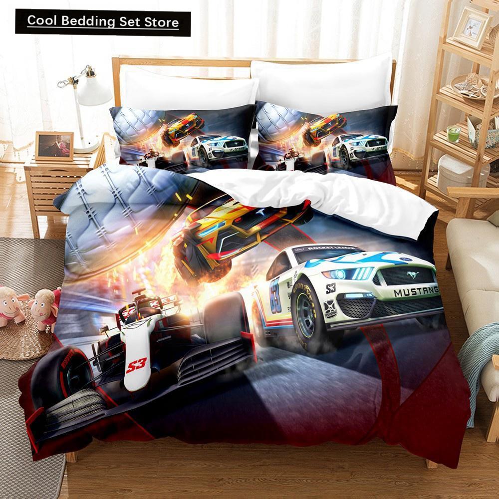 Новый комплект постельного белья Rocket League, покрывало для односпальной кровати, двуспальной кровати размера Queen King Size, комплект постельного белья Rocket League для детей, мальчиков, спальня, пододеяльник