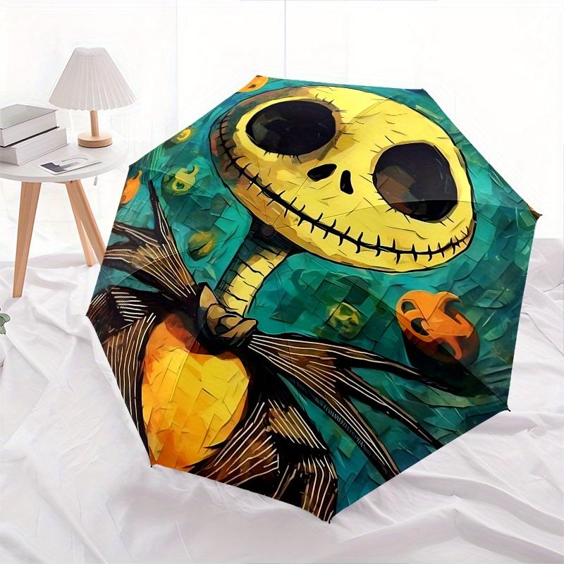 1 Auto Open Jack Skellington, Nightmare Before Christmas Themed Colorful 8-rib Portable Umbrella for Men and Women, A Compact Commuting Comp