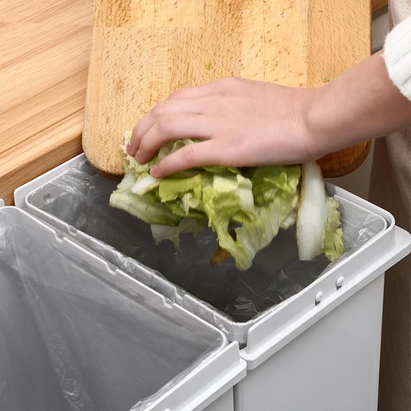 2-слойное 42-литровое кухонное мусорное ведро для раздельного сбора мокрого и сухого мусора, передвижное, для переработки, для хранения мусора, мусорное ведро, урна для мусора, мусорный бак, ПП