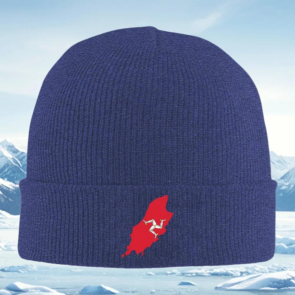 Red island with three running legs Unisex Women Unisex Knitted Hat Beanie Pullover Cap Winter Thermal Warm Christmas Outdoor Cyclin