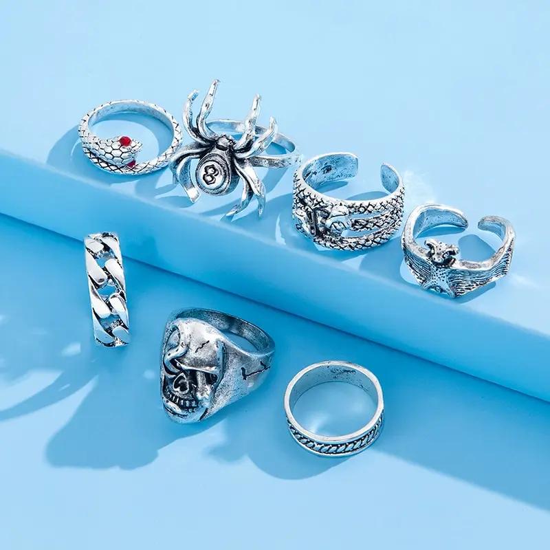Кольцо унисекс в стиле панк-готика со скелетом, гранж, бабочка, лягушка, женщина, мужчина, ювелирные изделия, хип-хоп, вечеринка, уличное кольцо, 2024, новый подарок