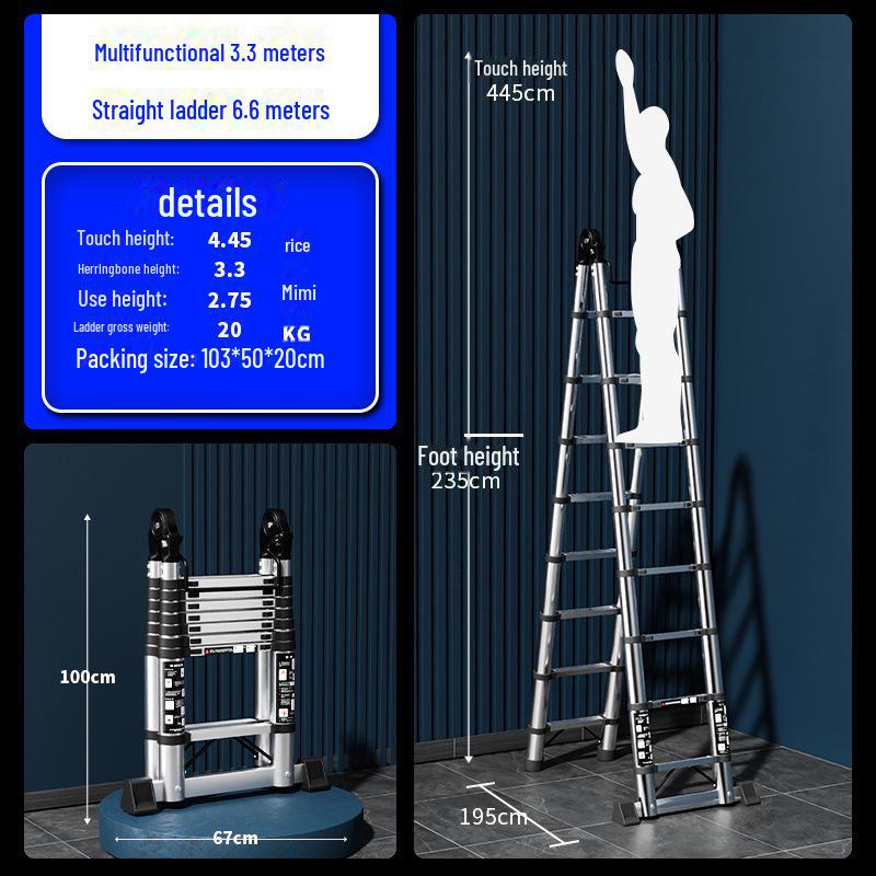 Многофункциональная складная телескопическая лестница из нержавеющей стали