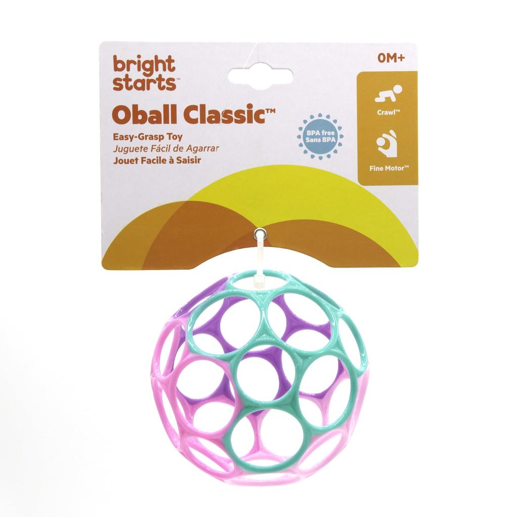 Bright Starts Oball Classic Stroller Teething Baby 12289 (0+ Months) Toy, Softball, Gift, Pink/Purple,
