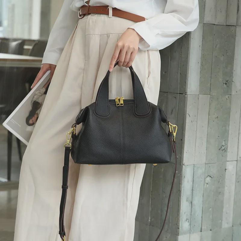 2025 Fashionable Large-Capacity Genuine Leather Crossbody Bag - Stylish Women's Handheld & Shoulder Design