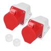 2 Set Industrial Socket 5Pin IP44 Waterproof 3 Phase Surface Mounted Plug Connector 32A 220‑380V 240‑415V