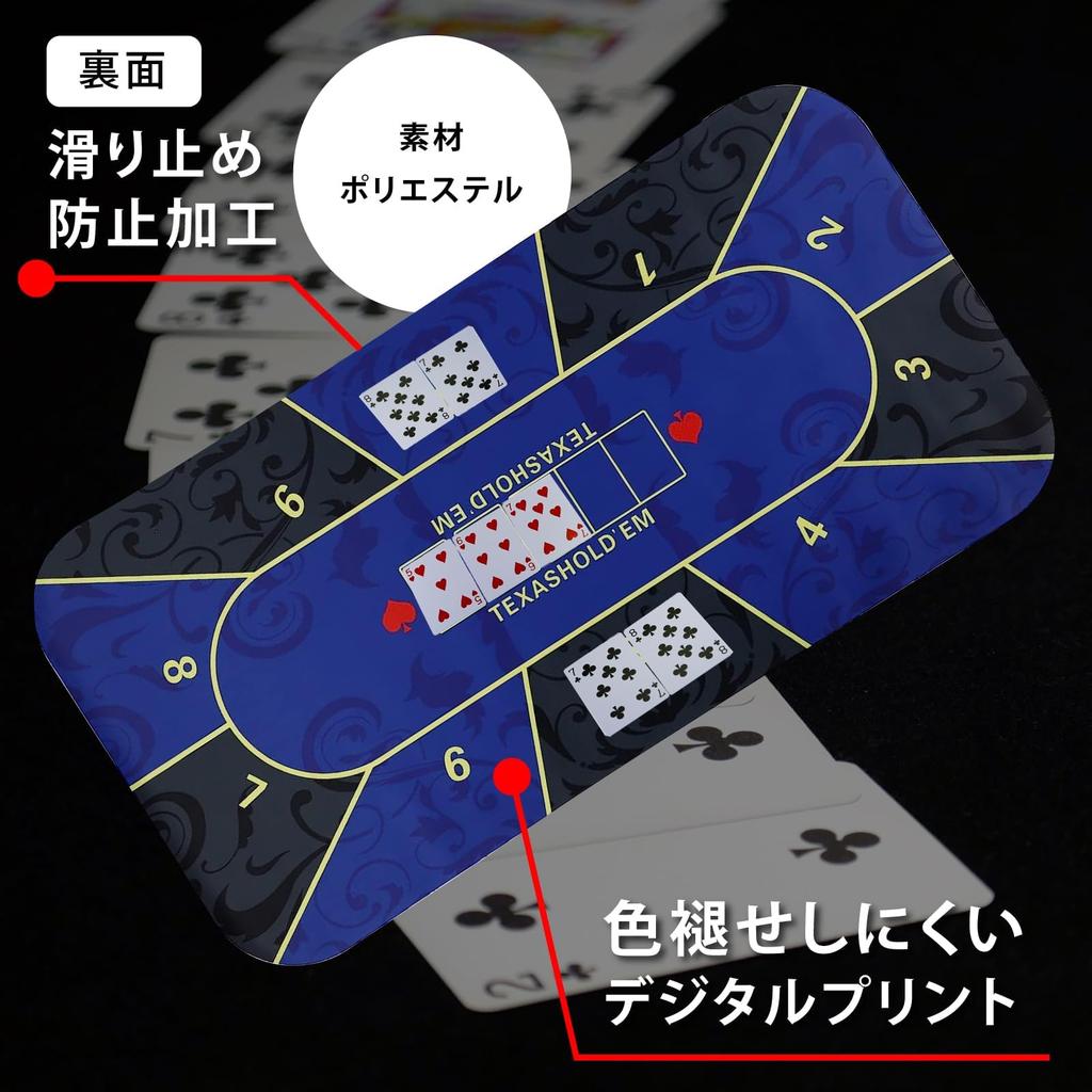 Trading Card Heaven Poker Mat Texas Play Mat Casino with Storage Bag 90 x Hold'em (Dark Blue, 180cm)