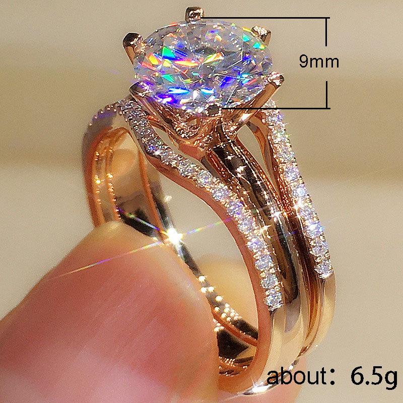 Cubic Zirconia Six-Claw Ring: Trendy European & American Ladies' Engagement or Dinner Jewelry