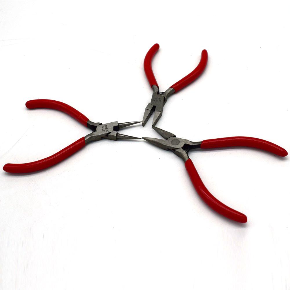 Плоскогубцы для ювелирных изделий, инструменты, плоскогубцы с круглым носом, плоскогубцы и плоские плоскогубцы с красной ручкой для изготовления ювелирных изделий