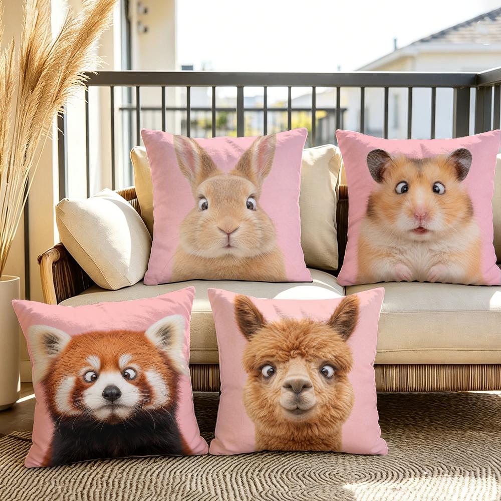 Cute Animal Portraits Cushion Cover Soft Plush Throw Pillow Cover DoubleSided Decorative Cushion Case Sofa Bedroom Home Decor
