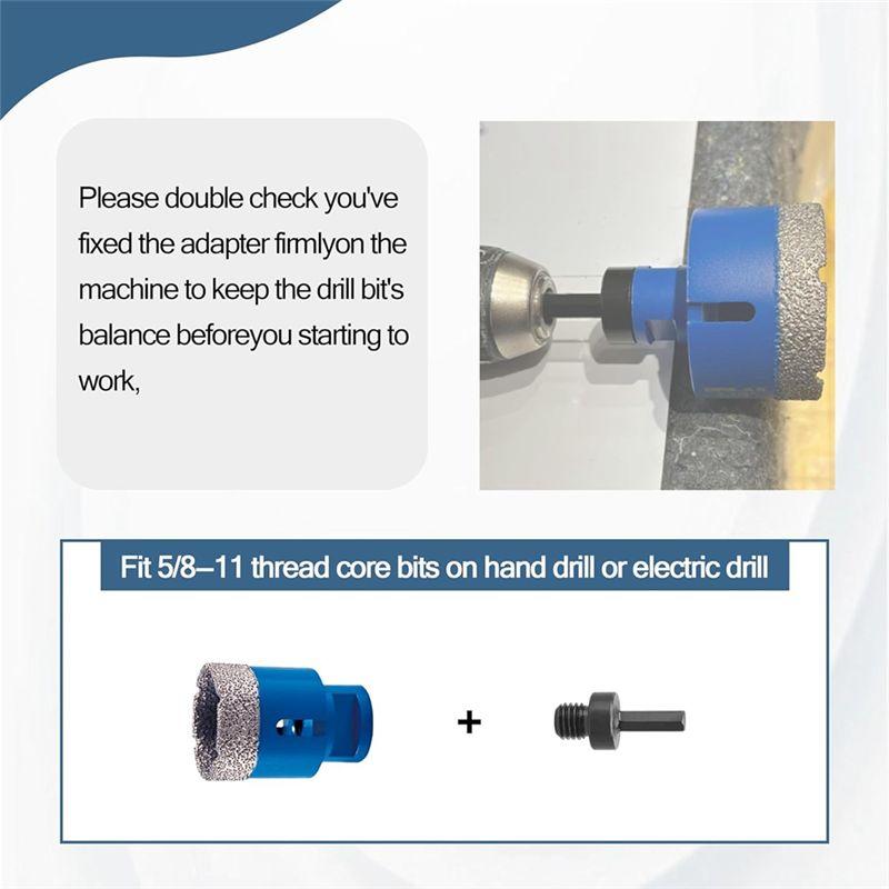 AEE2-1 Pack Core Drill Bit Adapter 5/8Inch-11 Thread Male To 3/8Inch Hex Shank