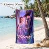 Rumi & Jinu Custom Name Printed Beach Towel Personalized Soft Towel For Swimming Beach Travel