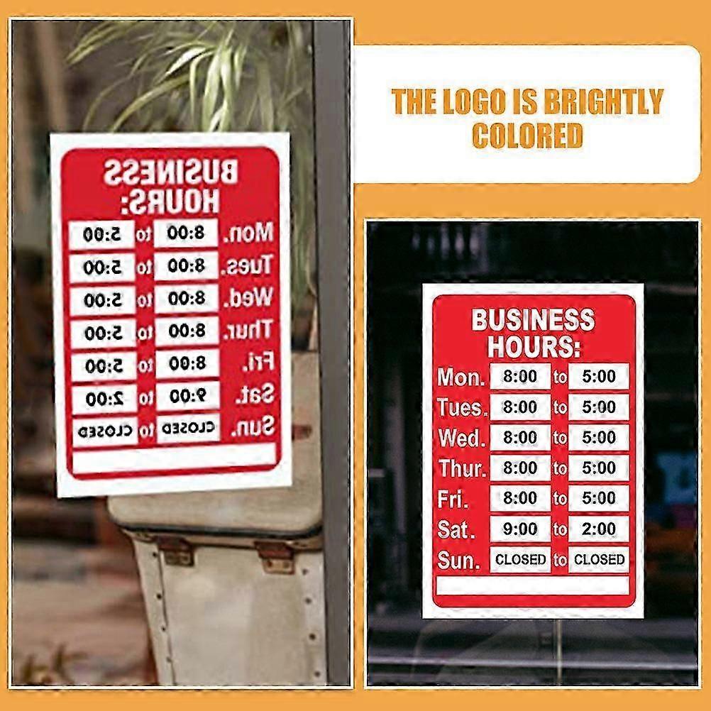 Business Hours Sign for Retail Use PVC 2Pcs Red Open Changeable Hours Stickers