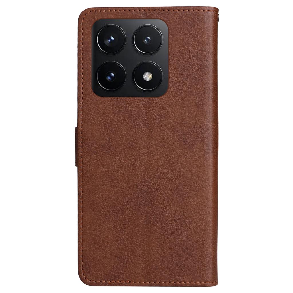 For Xiaomi 14T Case Solid Color Leather Mobile Cover Wallet Stand with Strap